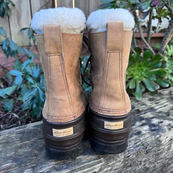 Eddie Bauer Snow Boots Leather Rubber Wool Blend Lined Women's size 7 USA - Picture 4 of 10